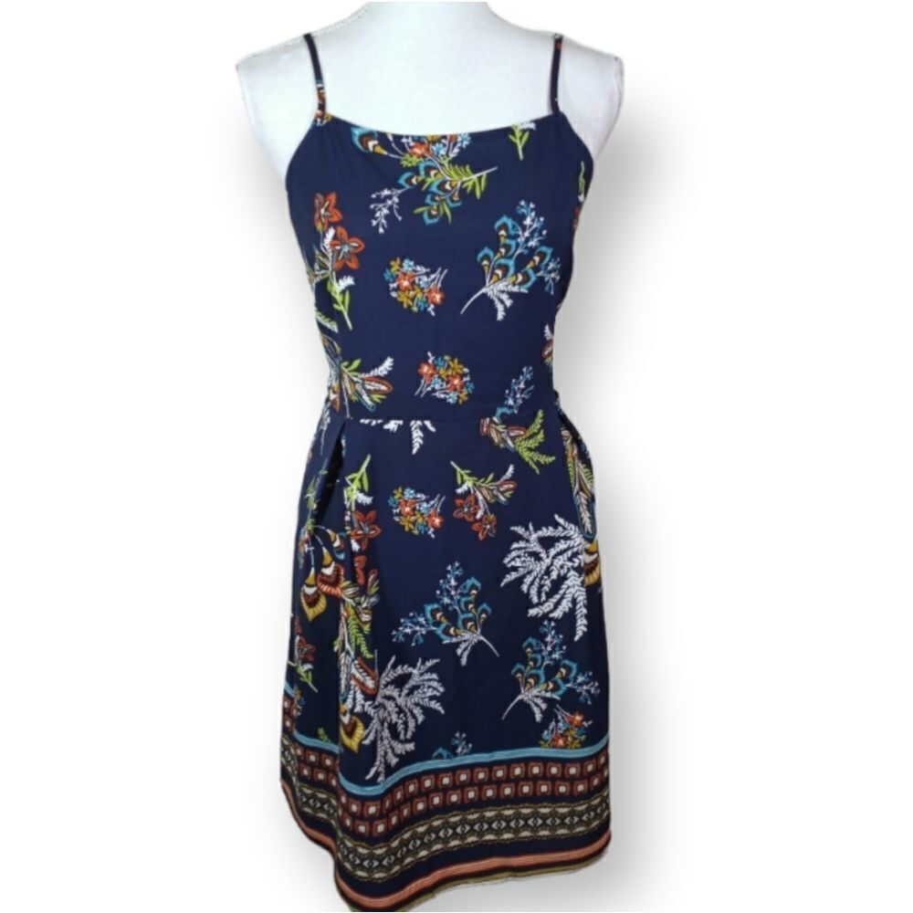 SHEIN NAVY BLUE FLORAL DRESS SZ.1XL EUC